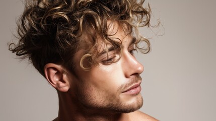 Fototapeta premium Blonde Highlights with a Sharp Line Design for man.