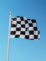 Black and White Checkered Flag Blowing