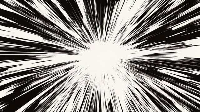 Monochrome radial zoom blur lines effect for transition with speed motion effect