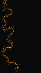 Obraz premium abstract gold string with golden glitter shiny stars and bokeh lights and particle ,dark luxury holiday christmas and new year vertical social media background 