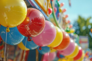 Colorful carnival balloon dart game at a fair on a sunny day, Carnival balloon dart game at fair Shot in RAW on a cinema camera