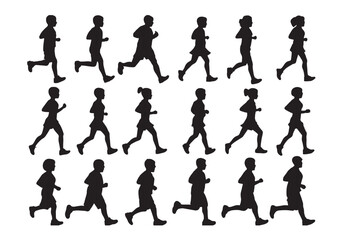 Vector illustration of black business people silhouettes in a team pose