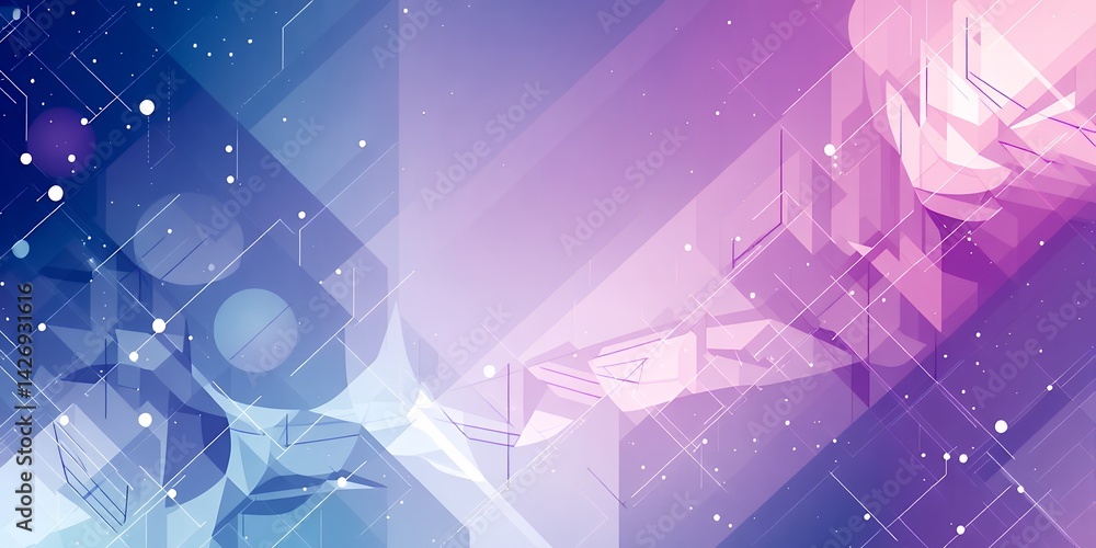 Poster abstract background featuring geometric shapes lines and gradient color transitions in blue and purp