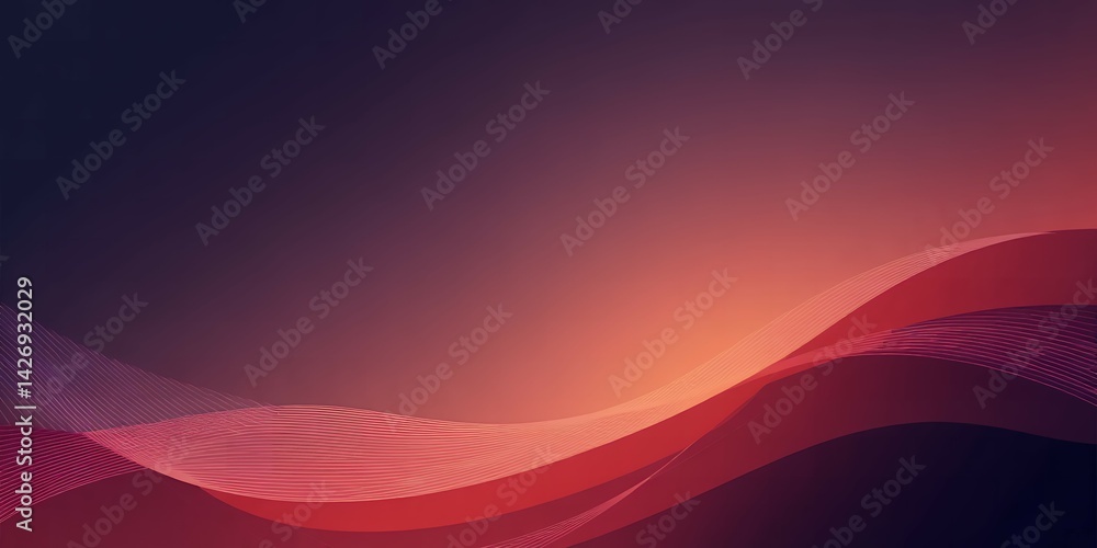 Poster abstract background with flowing red and orange waves against a dark gradient backdrop design