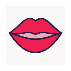 Lips Icon with Two Curved Lines