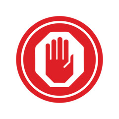 Striking Red Stop Sign with Bold Hand Symbol