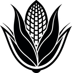 Corn Logo Icon Plant Black Leaf