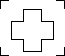 Medical Cross Icon within Focus Frame for Targeted Health Services – Transparent Background.