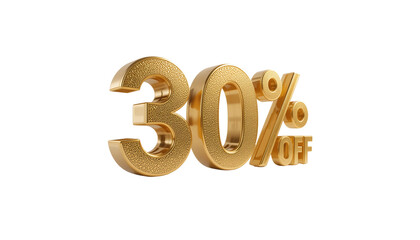 Luxury 30% OFF Gold Discount Symbol on White Gradient Background