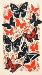 Obraz premium Many butterflies butterfly pattern drawing.