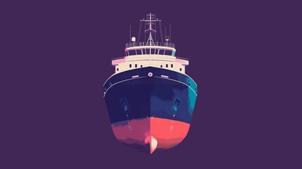 ship with red and pink lines.