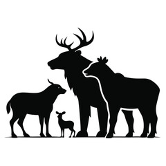 Northern Big Mammals Wildlife Vector Silhouettes
