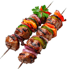 Shish Kebab On Skewers On Clear PNG Background