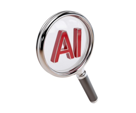 Magnifying glass on AI tech for modern innovation