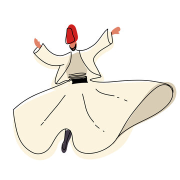 whirling dervish in white robe clip art preview