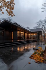 Obraz premium Modern Home Autumn Dusk