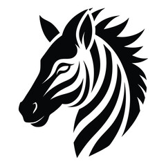 Wild Zebra Head Sleek Vector Silhouette
