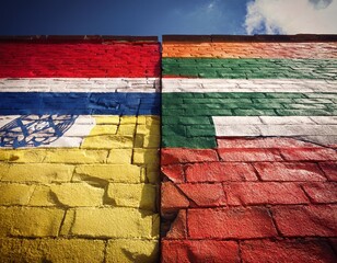Banderas sobre un muro