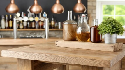 Wooden table surrounded by greenery and illuminated by string lights creates a cozy outdoor dining atmosphere