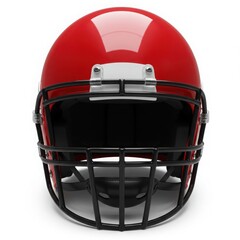 Red football helmet front view isolated on white background