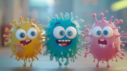 Obraz premium colorful virus with a face in the background.