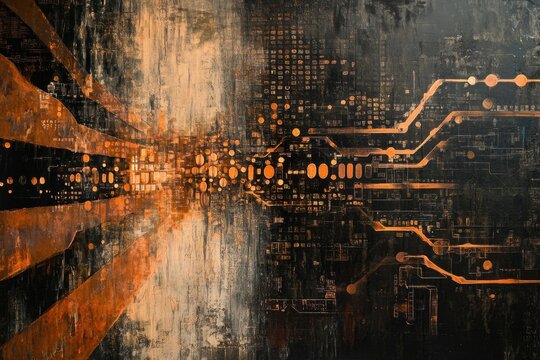 Exploring binary coding and digital data processing through abstract technological design inspired by circuits, binary coding and digital data processing over connections