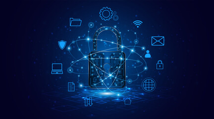 Lock icon. Cyber ​​security and data protection concepts and privacy. Innovative concept of advanced safety technology	
