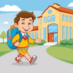 boy goes to school