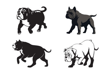 Bulldog Clipart Set Tough Dog Vector Illustrations for Mascots, Logos, and Design Projects