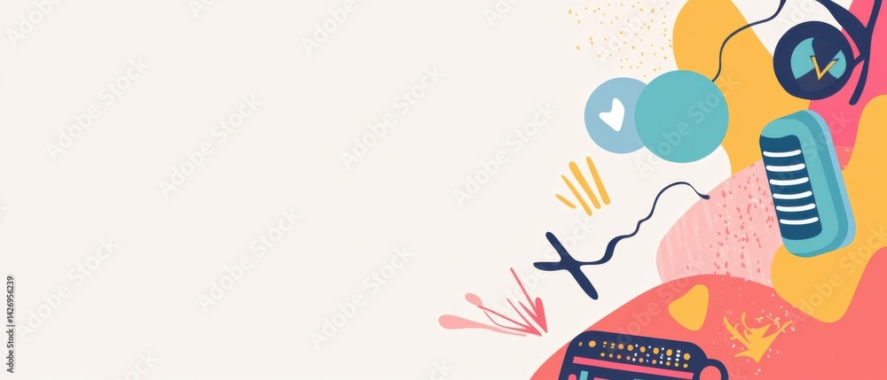 Aufkleber playful abstract background with colorful shapes and modern design elements for creative projects an