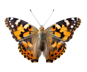 Naklejka premium Colorful butterfly showcasing vibrant orange and black patterns