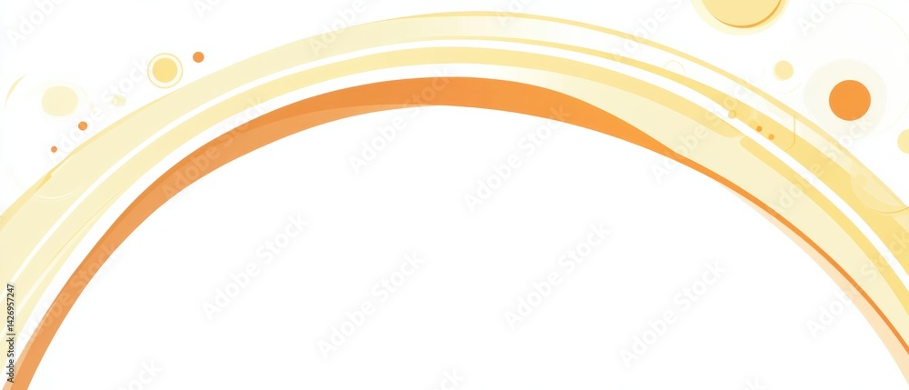 Aufkleber abstract background with orange and yellow curved lines and circles on white modern design element f