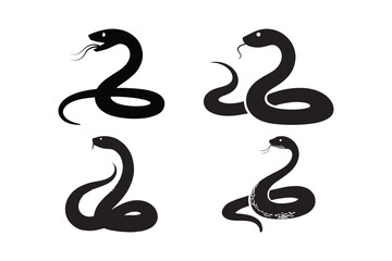Snake Silhouette Vector Set Coiled Serpent Graphic Designs