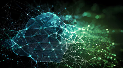 Abstract Futuristic Network Design With Blue And Green Colors