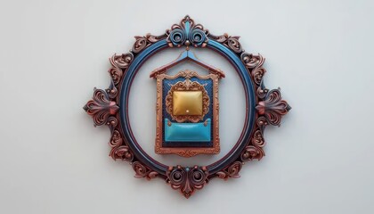 Ornate Frame Enclosing a Trio of Bags: A Baroque-Style Still Life