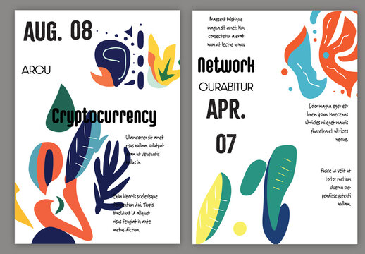 Flyer A4 Abstract Colorful Floral Smile Artistic Shapes