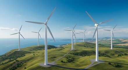 Coastal Wind Farm Green Energy Renewable Power Sustainable Landscape