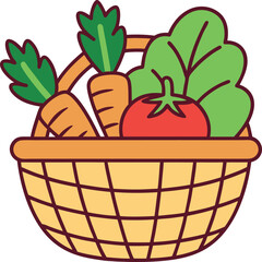 Colorful Basket of Fresh Vegetables Representing Healthy Organic Produce

