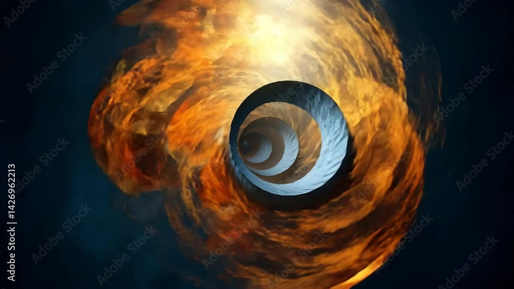 Poster spiraling vortex of fiery flames creating a captivating visual of swirling energy and intense heat i