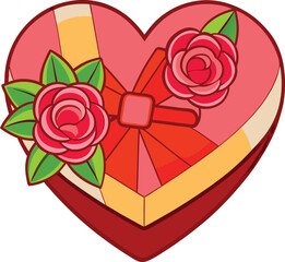 Heart-Shaped Gift Box With Roses and Ribbon Decor for valentines day