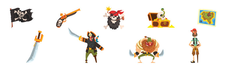 Pirate and Corsair Object and Element Vector Set