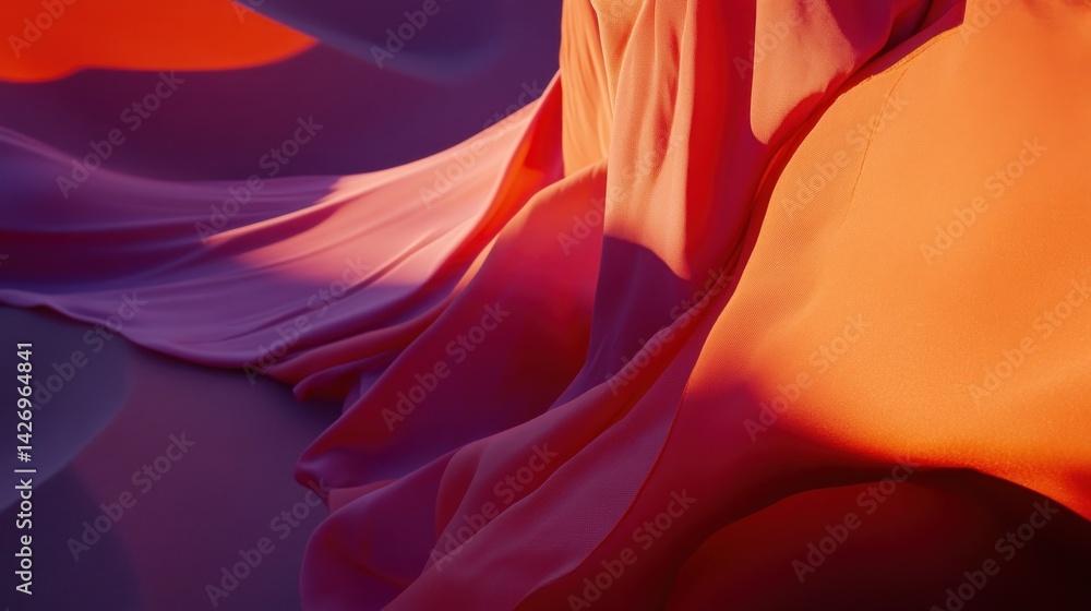 Poster fluid drapes of vibrant hues create a dynamic abstract composition.