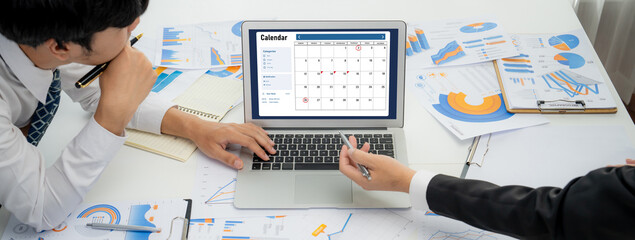 Calendar on computer software application for brisk schedule planning for personal organizer and...