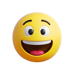 Fototapeta premium A smiling of smiley happy cartoon yellow emoji and smiley face emoticon Isolated On transparent background and white.