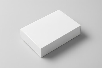 Minimal White Rectangular Packaging Box Mockup on Gray Background for Branding and Product Presentation
