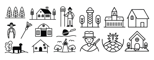  Architectural farming handwriting peoples illustrations are great for design