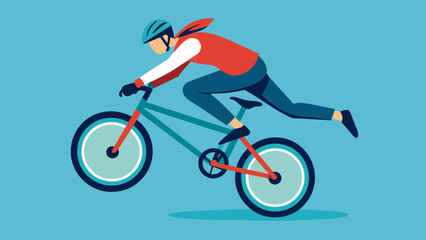 Fototapeta premium A rider pushes the limits with a Holy Grab trick touching their toes to the handlebars as they fly through the air.. Vector illustration
