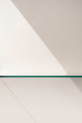Minimalist Glass Shelf Mockup Template with Soft Natural Light and Shadows