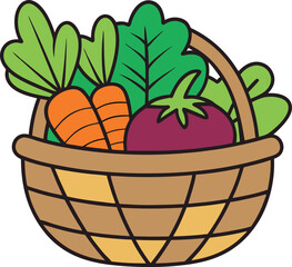 Colorful Basket of Fresh Vegetables Representing Healthy Organic Produce

