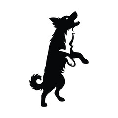 Standing Dog Silhouette Black and White, Black and White Dog Standing on Hind Legs